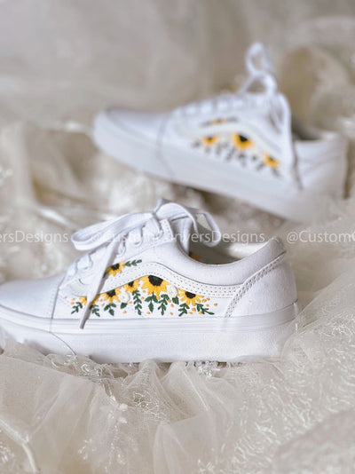 Embroidered Vans Colorful Sunflower Garden