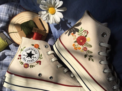 Autumn Flower Converse Embroidery