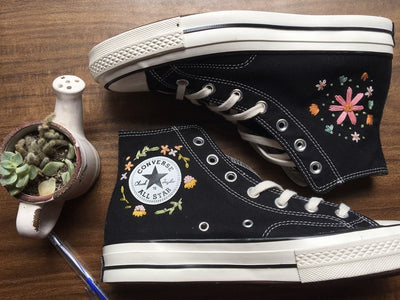 Pink Bouquet Converse Embroidery