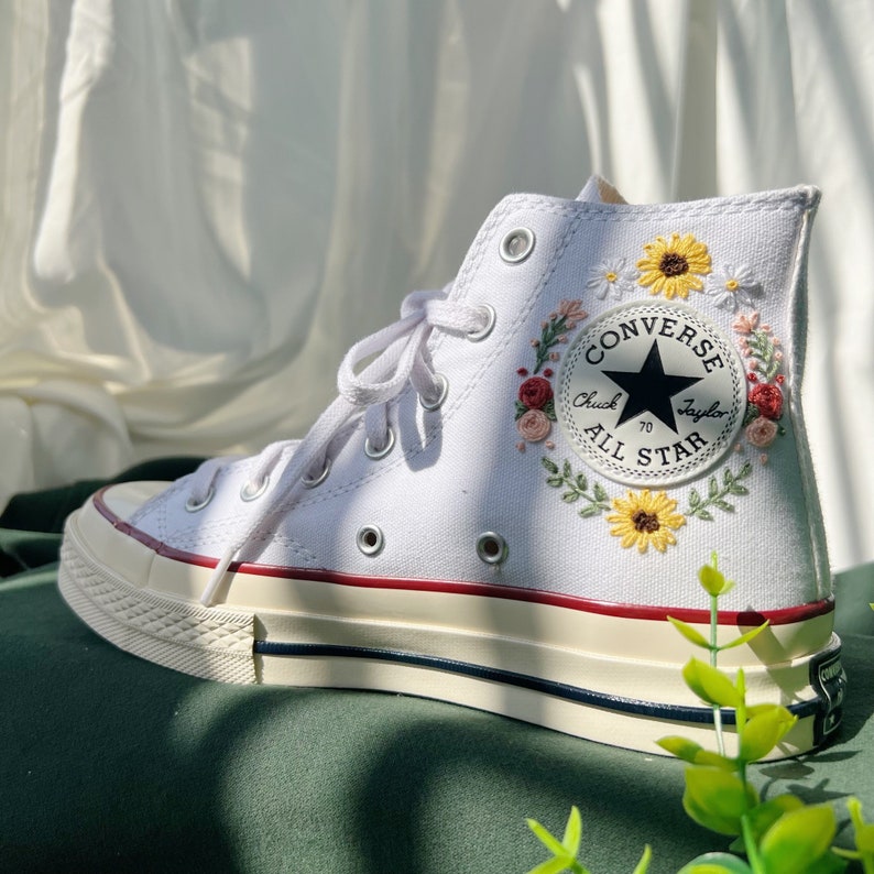 Sunflower & Wildflowers Converse Embroidery
