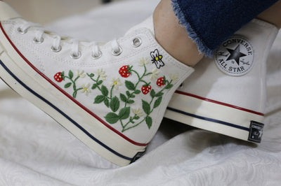 Strawberry Daisy Converse Embroidery