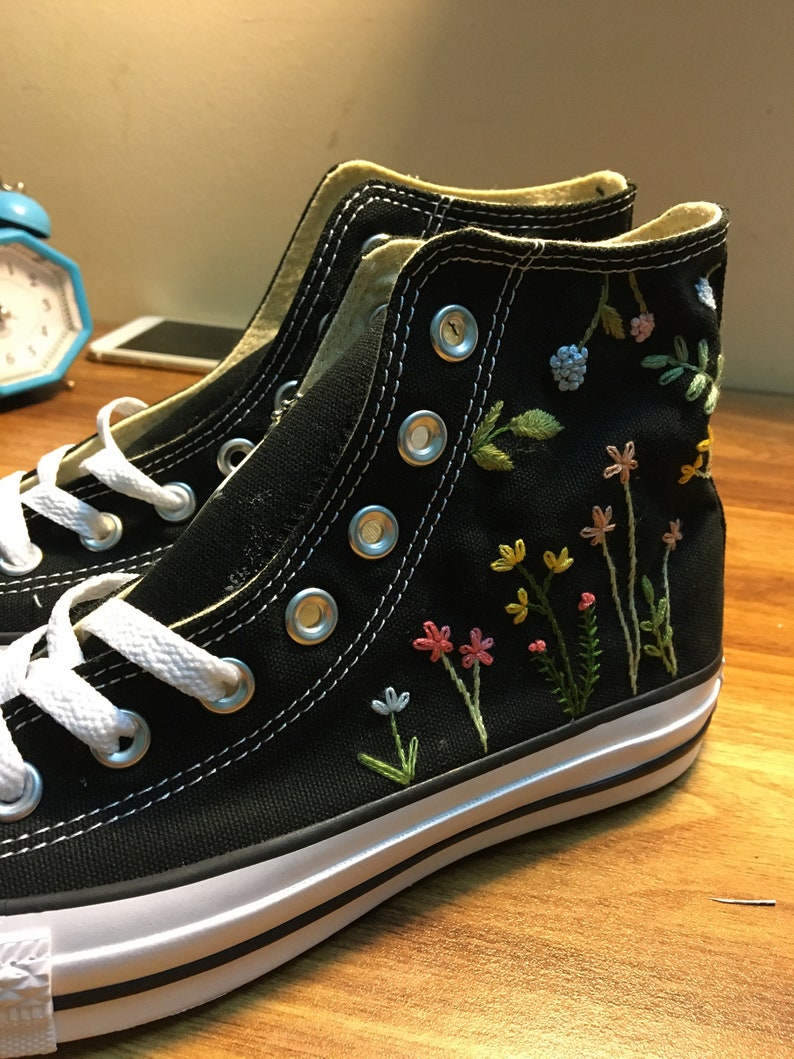 Colorful Wildflower Converse Embroidery