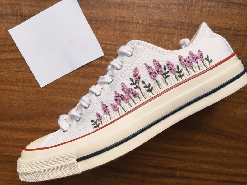 Custom Low Top Lavender Embroidery