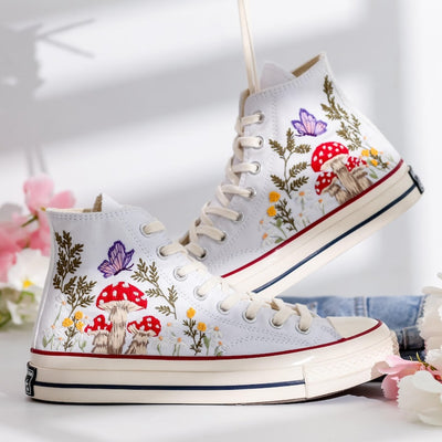 Mushrooms Embroidered Converse Shoes