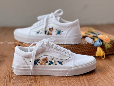 Embroidered Vans Sweet Corgi And Rose