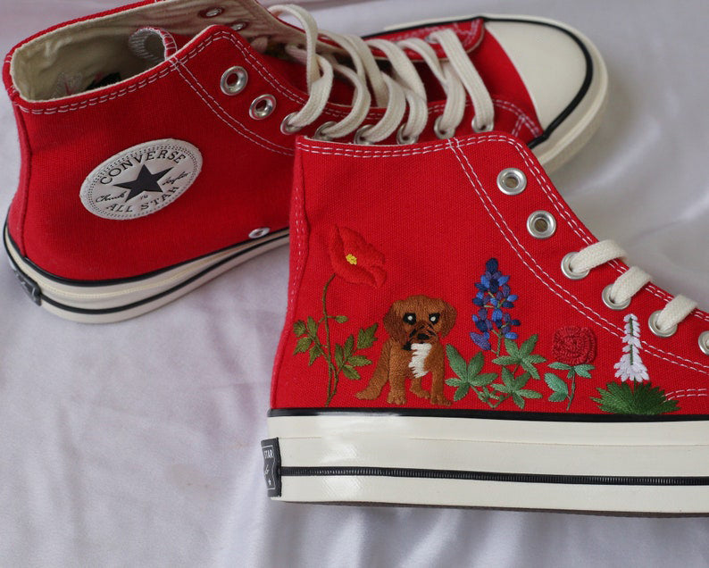 Puppy Wildflower Converse Embroidery