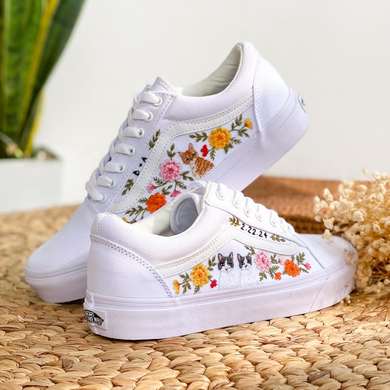 Cat Rose Wedding Converse Embroidery