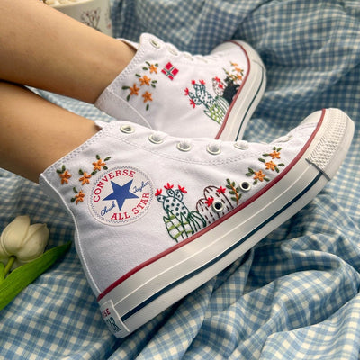 Cactus Cat Converse Embroidery