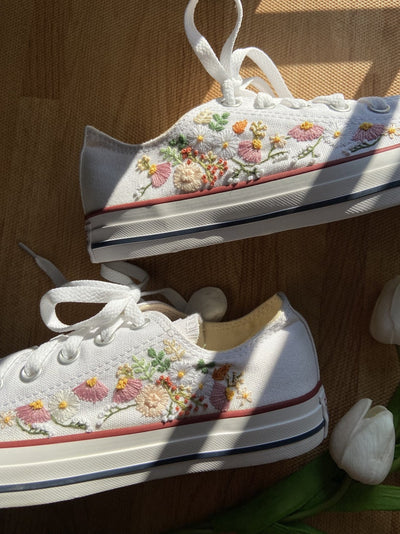 Pastel Cosmos Meadow Converse Embroidery