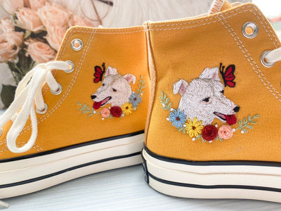 Dog and Butterfly Converse Embroidery