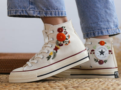 Autumn Chrysanthemum Bouquet Converse Embroidery