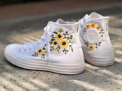 Sunflowers Embroidered Converse