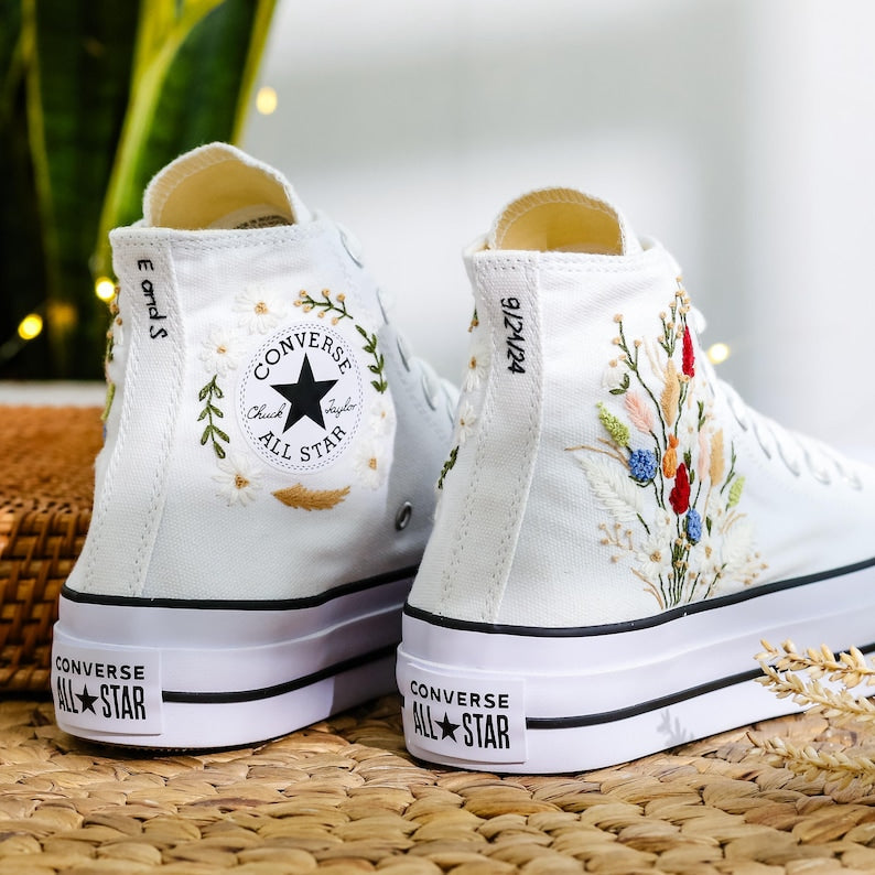 Dried Flowers Bouquet Converse Embroidery
