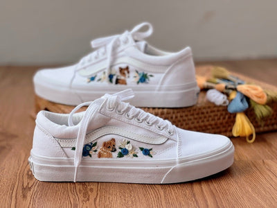 Blue Rose Dog Converse Embroidery