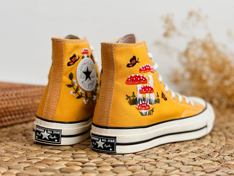 Mushroom and Butterfly Converse Embroidery
