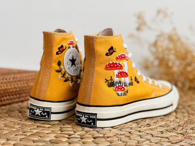 Mushroom and Butterfly Converse Embroidery