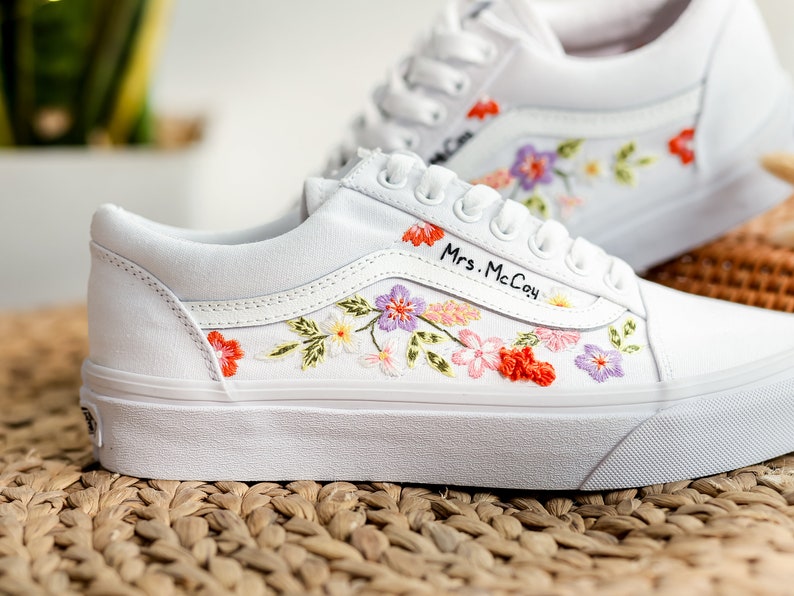 Colorful Wildflower Converse Embroidery