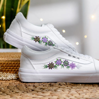 Purple Aster Wedding Converse Embroidery