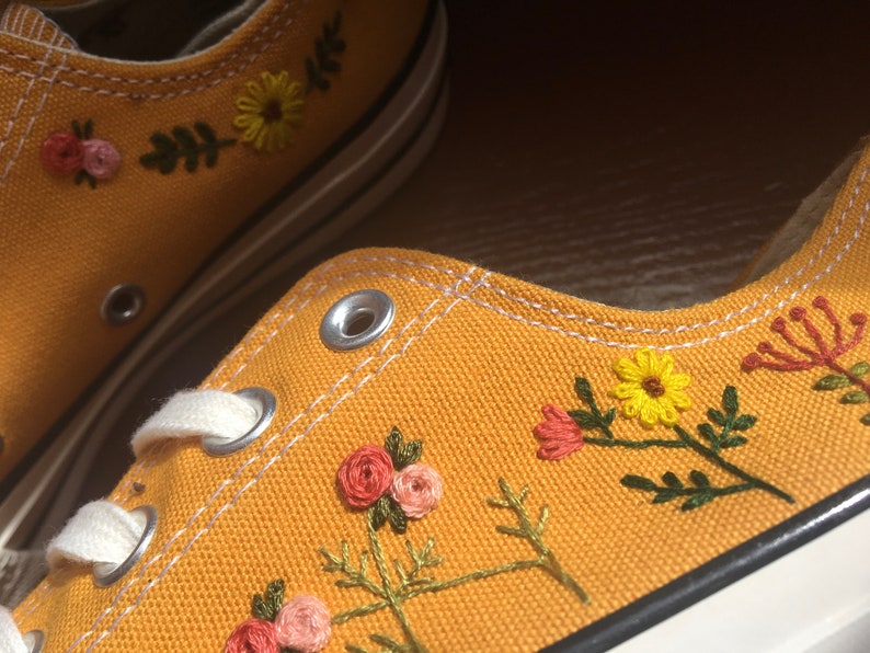 Mustard Wildflower Converse Embroidery