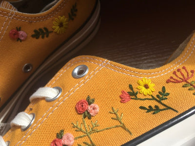 Mustard Wildflower Converse Embroidery