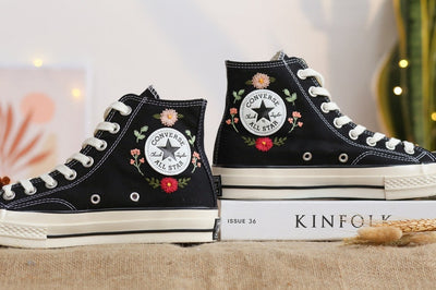 Pink Chrysanthemum Converse Embroidery