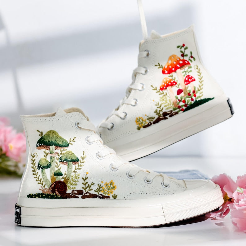 Mushrooms Embroidered Converse Shoes