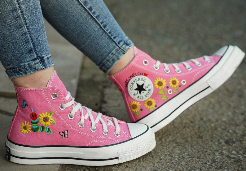 Sunflower Caterpillar Converse Embroidery