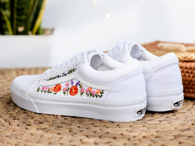 Orange Daisy Vine Converse Embroidery