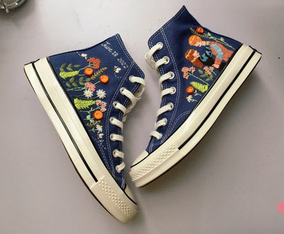 Couple and Flowers Converse Embroidery
