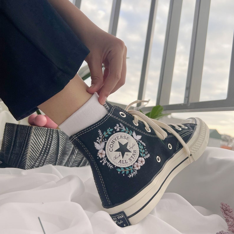 Reindeer and Floral Converse Embroidery
