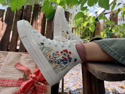 Butterflies and Wildflowers Converse Embroidery