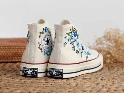 Blue Flower Converse Embroidery