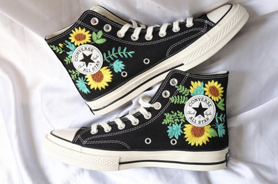 Cherry Blossom & Sunflower Converse Embroidery