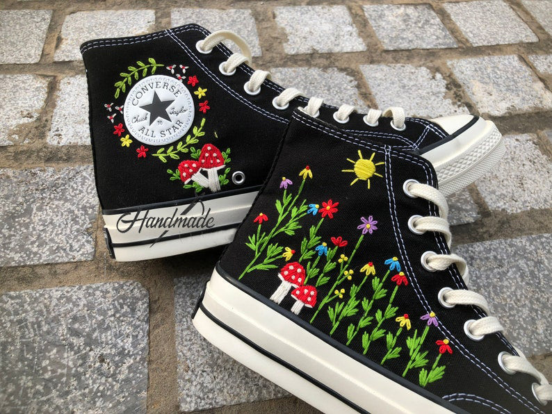 Mushroom Wreath Converse Embroidery