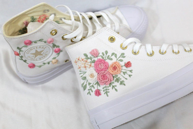 Rose Bouquet Converse Embroidery