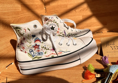 Sea Shells and Flowers Converse Embroidery