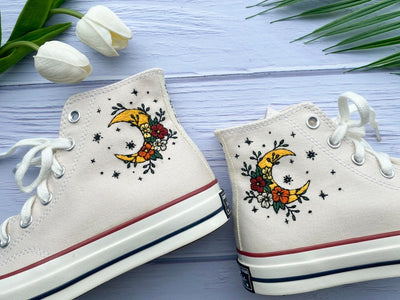 Moon and Flower Converse Embroidery