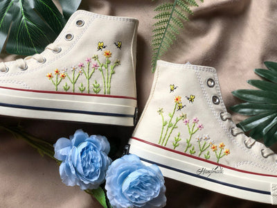 Butterfly Daisy Wreath Converse Embroidery