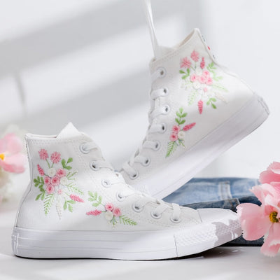 Wedding Flower Embroidered Converse Shoes