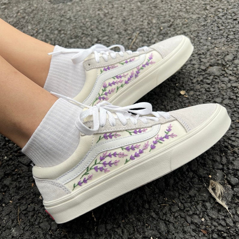 Lavender Vine Converse Embroidery