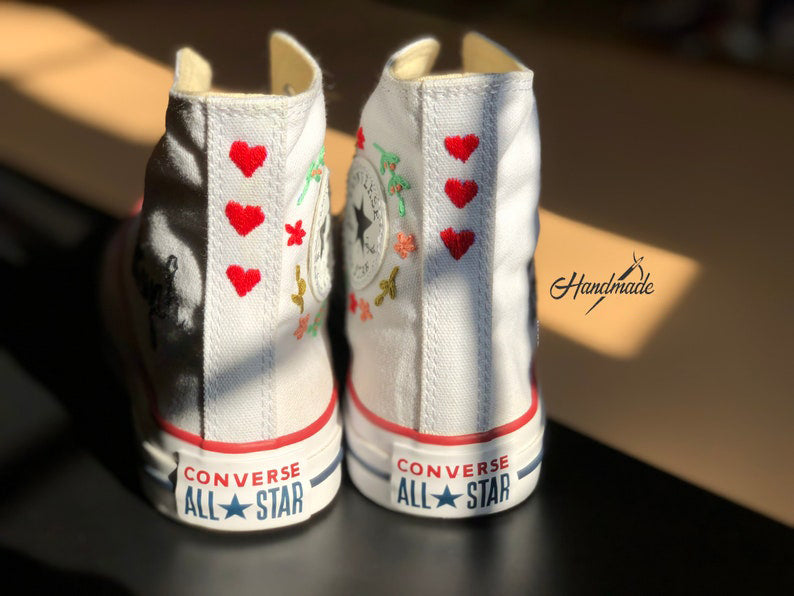 Love Floral Wreath Converse Embroidery