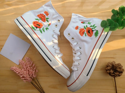 Poppy Flower Converse Embroidery