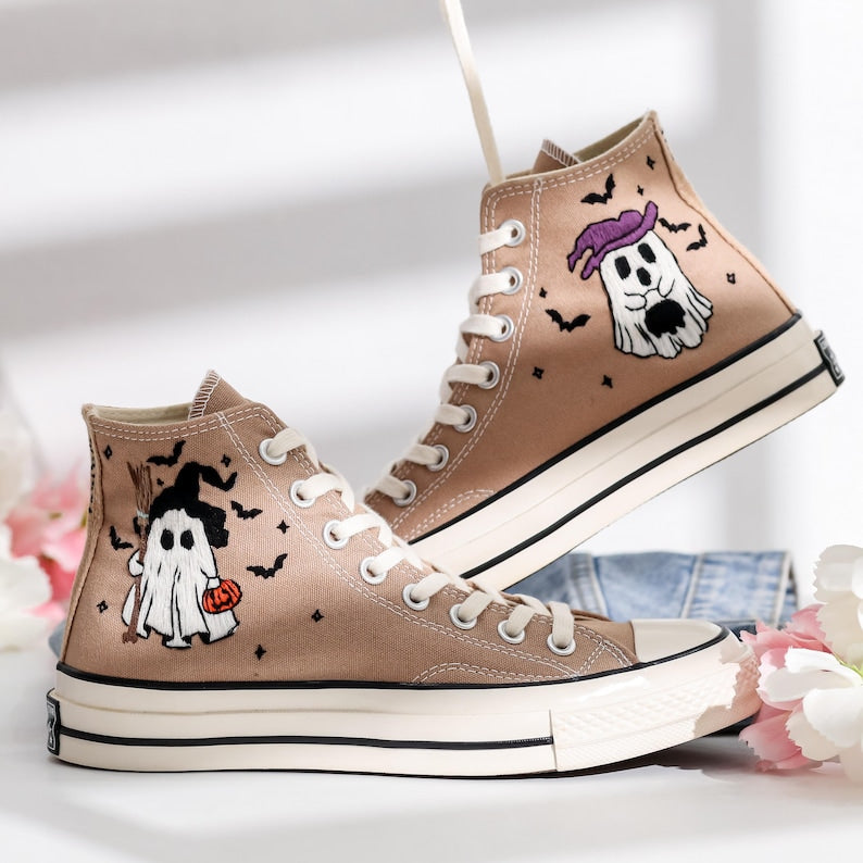 Ghost Embroidered Converse Shoes