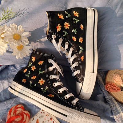Orange Daisy Converse Embroidery