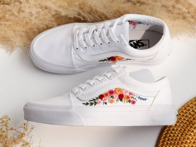 Color Flowers Embroidered Vans