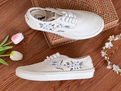 White Rose Wedding Converse Embroidery