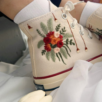 Autumn Rose Bouquet Converse Embroidery