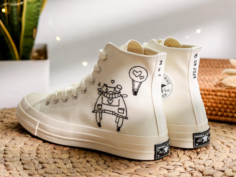 Mr Mrs Bicycle Converse Embroidery