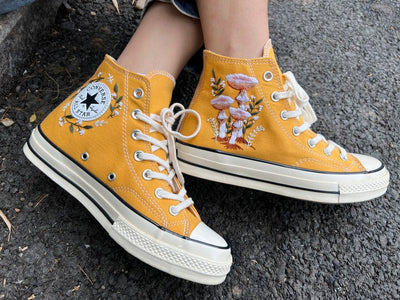 Orange Mushrooms Converse Embroidery