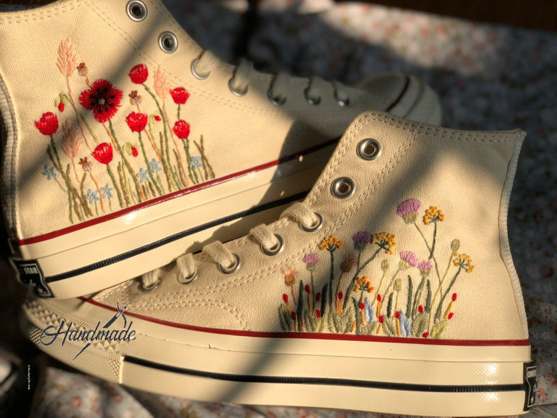 Poppy Meadow Converse Embroidery